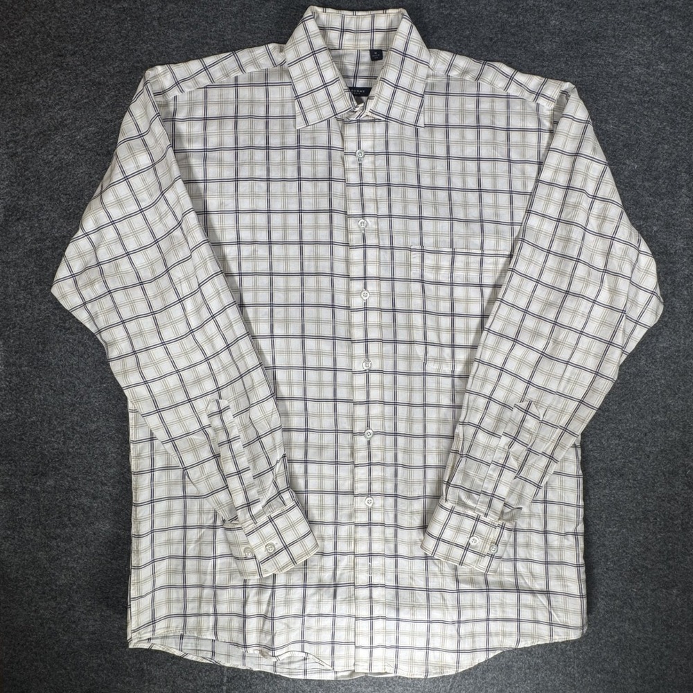 Vintage Burberry London Shirt Men Medium Nova Check Beige Black Plaid Button Up